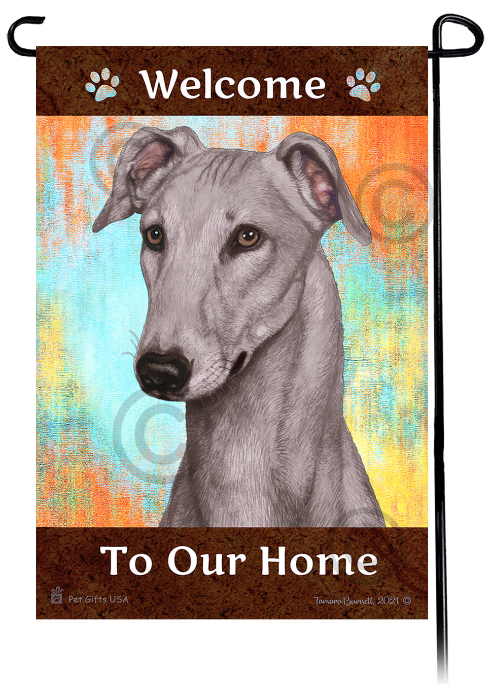 Greyhound Welcome To Our Home - Garden Flag