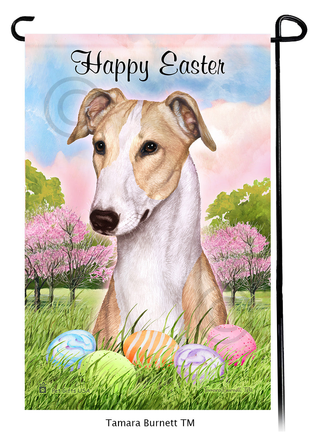 Greyhound Happy Easter - Garden Flag
