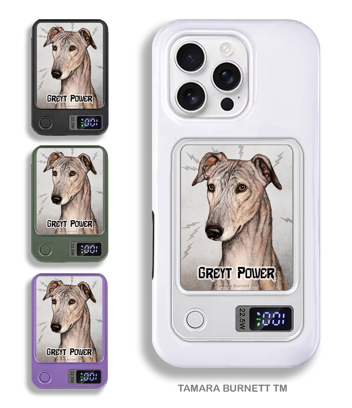 Greyhound Fawn Brindle Phone Bank Wireless Charger