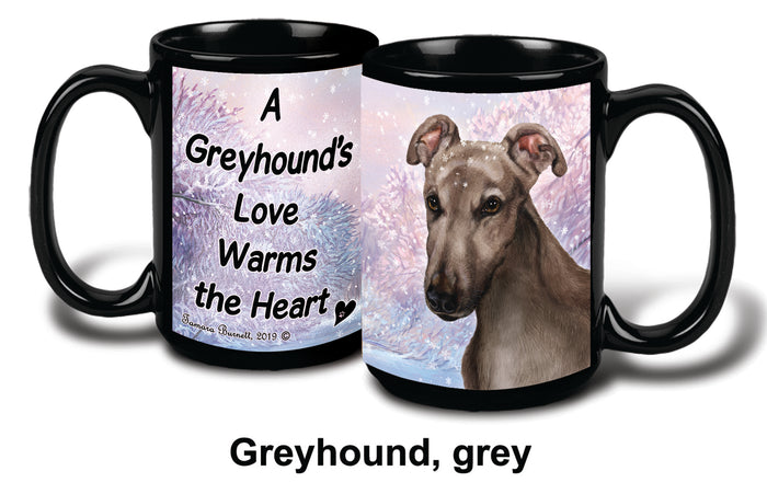 Greyhound Grey Winter Mug 15 oz