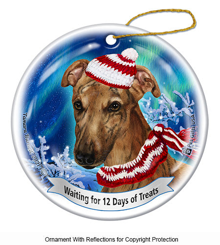 Greyhound Brindle Red Ornament