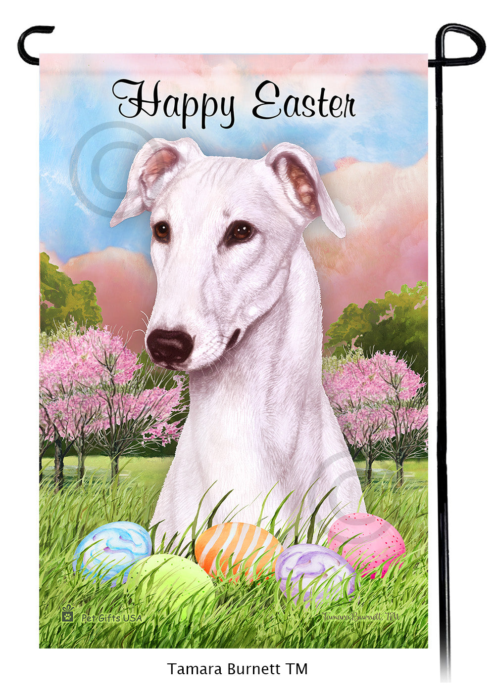 Greyhound Happy Easter - Garden Flag