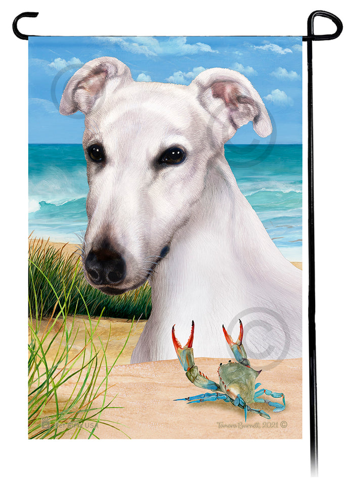 Greyhound Summer Flowers Garden Flag
