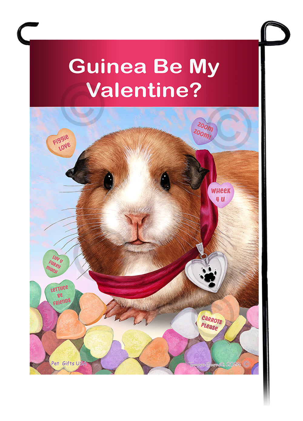American Guinea Pig Valentine Sweetheart Garden Flags