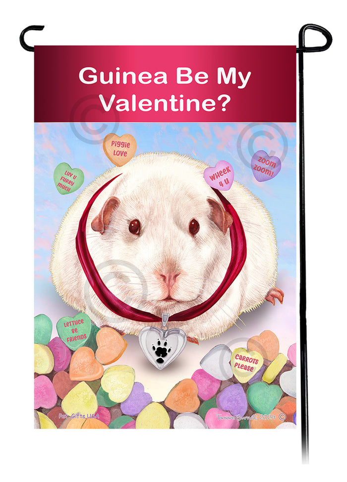 Pink Eyed White Guinea Pig Valentine Sweetheart Garden Flags
