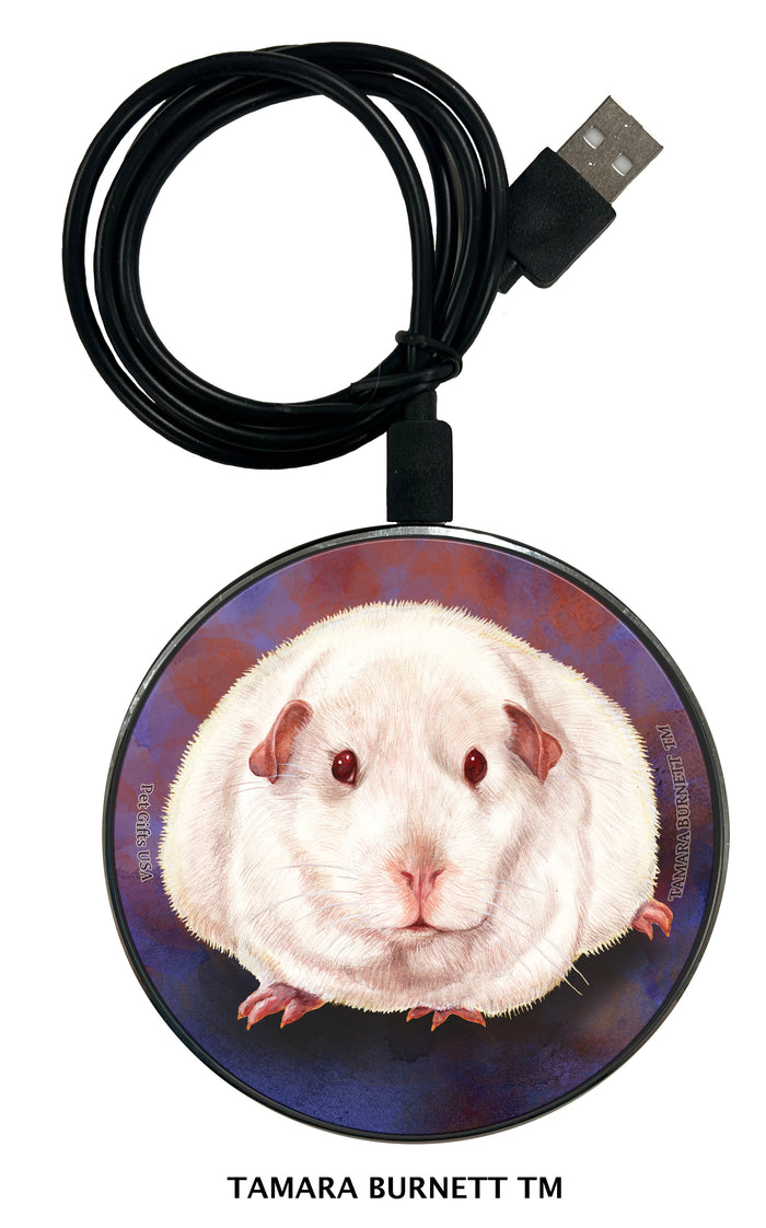 Guinea Pig Pink Eyed White Zoomies Wireless Charger