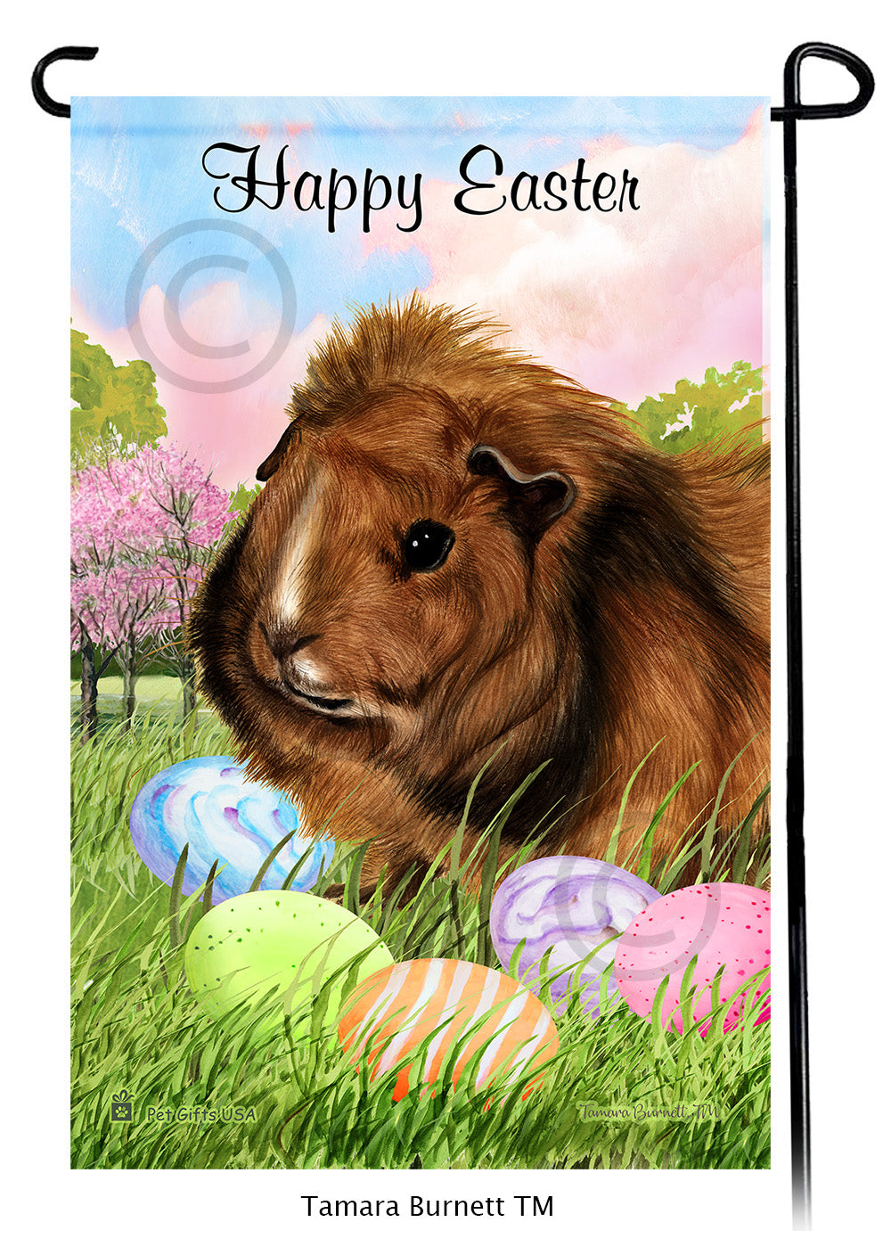 Abyssinian Guinea Pig Happy Easter Garden Flags
