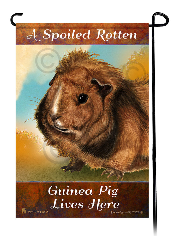 Silkie Guinea Pig Spoiled Rotten Garden Flags