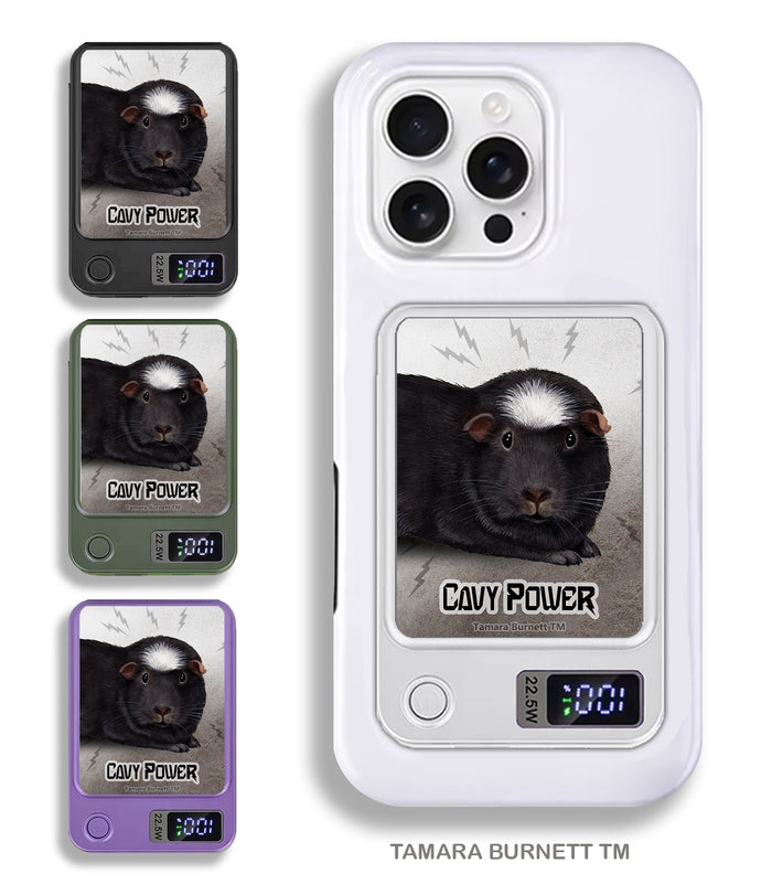 Guinea Pig Black/White Crested Phone Bank Wireless Charger