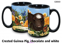 Guinea Pig Crested Chocolate & White - Garden Party Fun Mug 15 oz