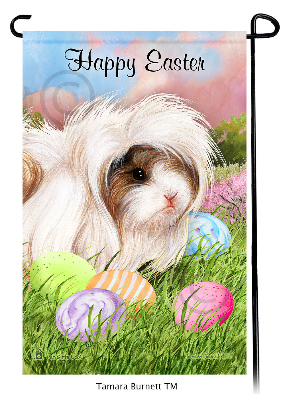 Peruvian Guinea Pig Happy Easter Garden Flags