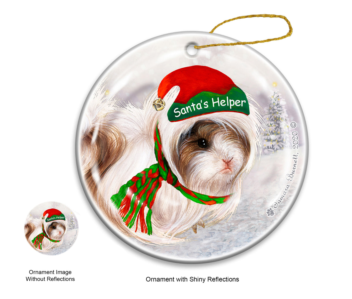 Guinea Pig Peruvian - Santa's Helper Ornament