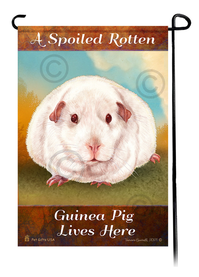 Pink Eyed White Guinea Pig Spoiled Rotten Garden Flags
