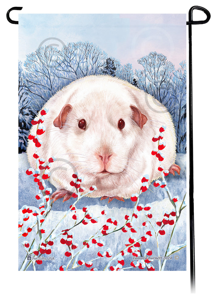 Pink Eyed White Guinea Pig Winterberries Garden Flags