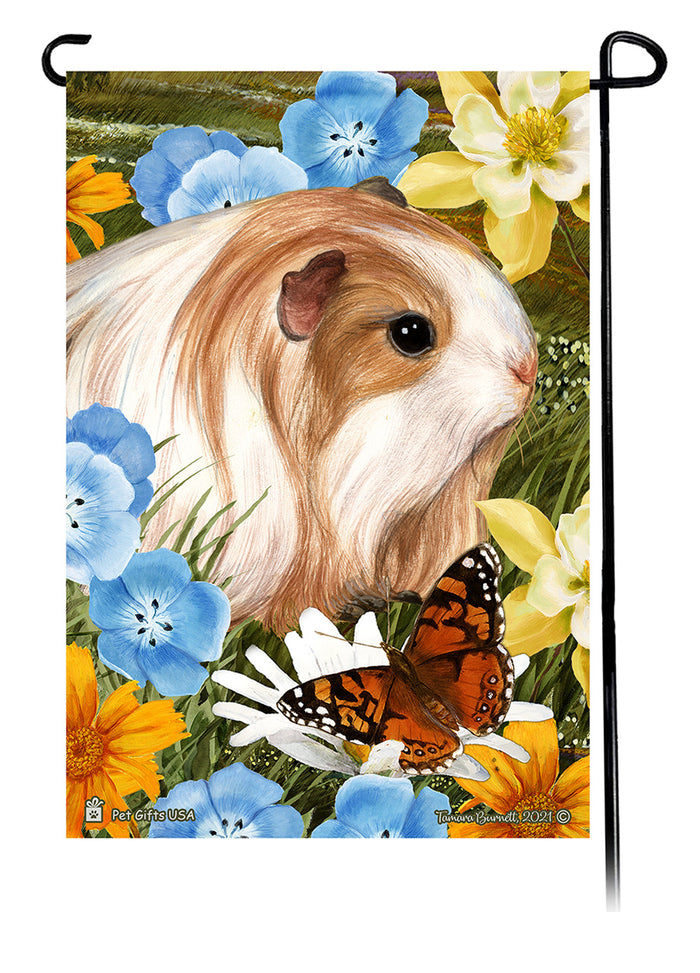 Silkie Guinea Pig Summer Flowers Garden Flags