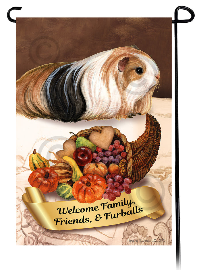 Silkie Guinea Pig Thanksgiving Garden Flags