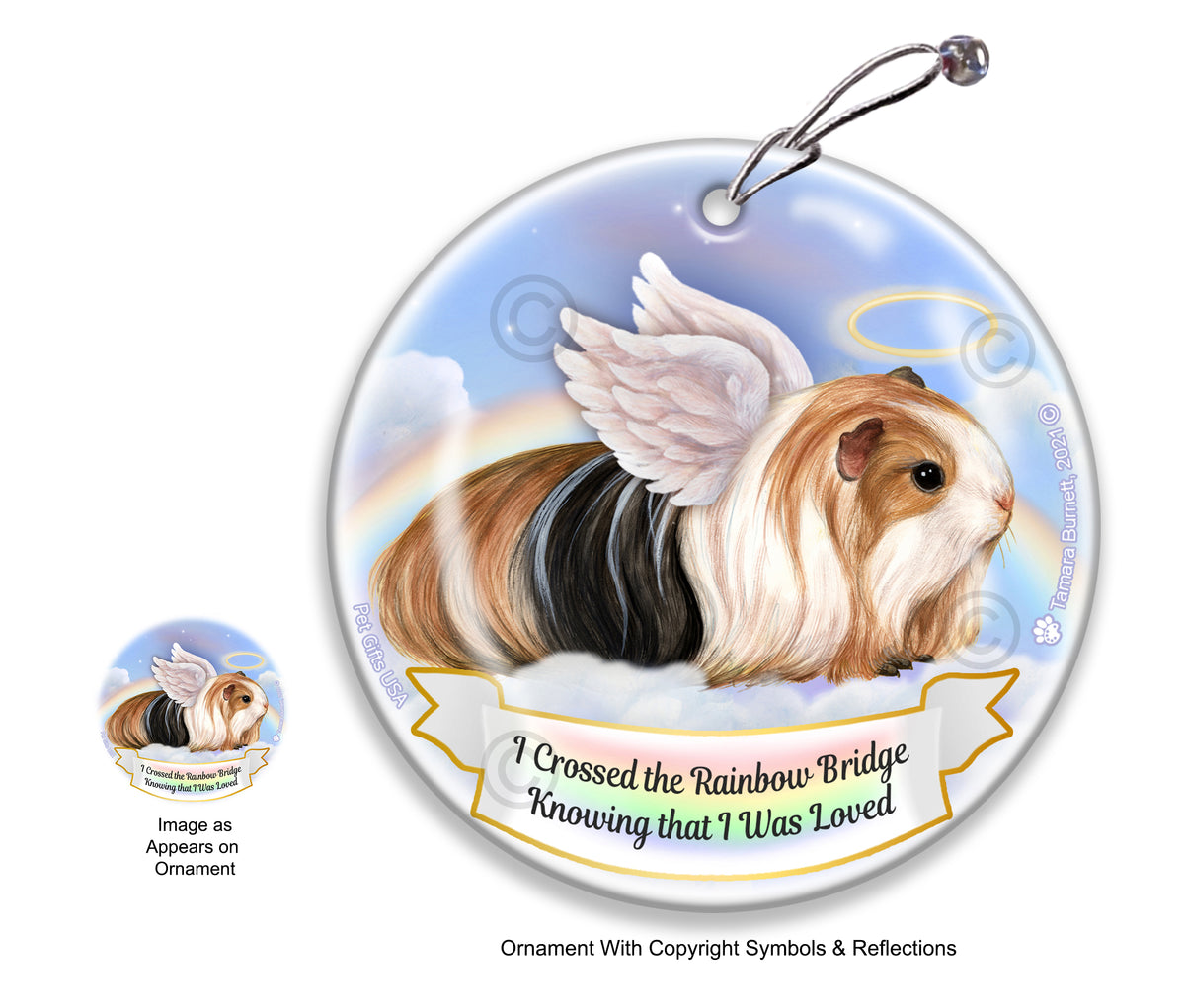 Guinea Pig Silkie Rainbow Bridge Memorial Ornament