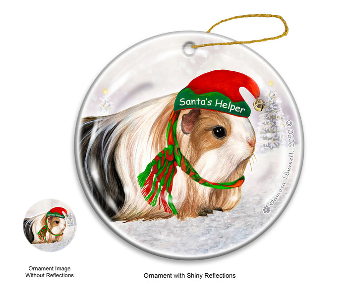 Guinea Pig Silkie - Santa's Helper Ornament