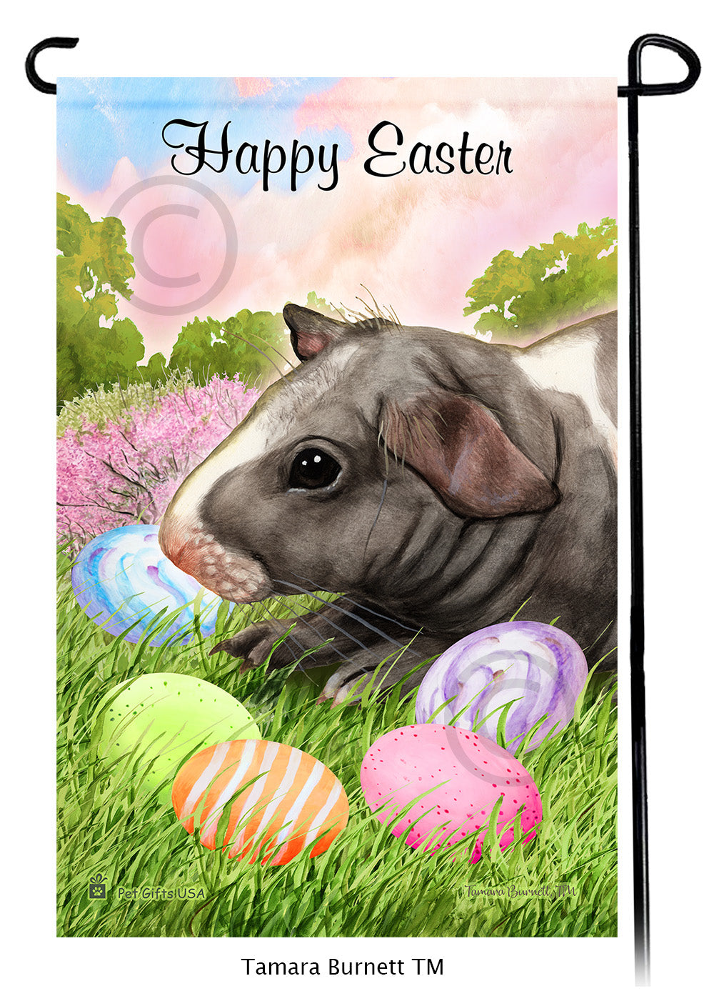 Skinny Hairless Guinea Pig Happy Easter Garden Flags