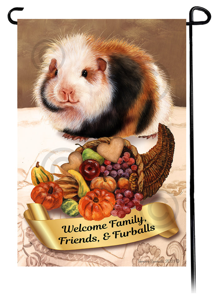 Teddy Bear Guinea Pig Thanksgiving Garden Flags