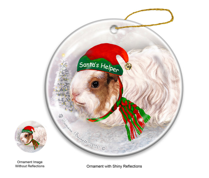 Guinea Pig Texel - Santa's Helper Ornament