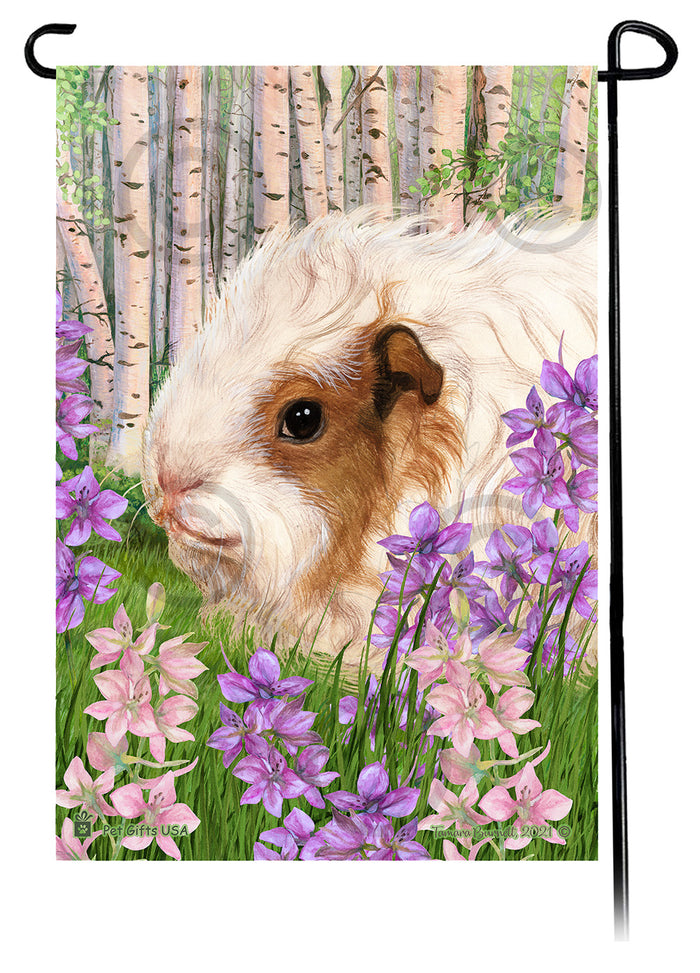 Texel Guinea Pig Spring Flowers Garden Flags