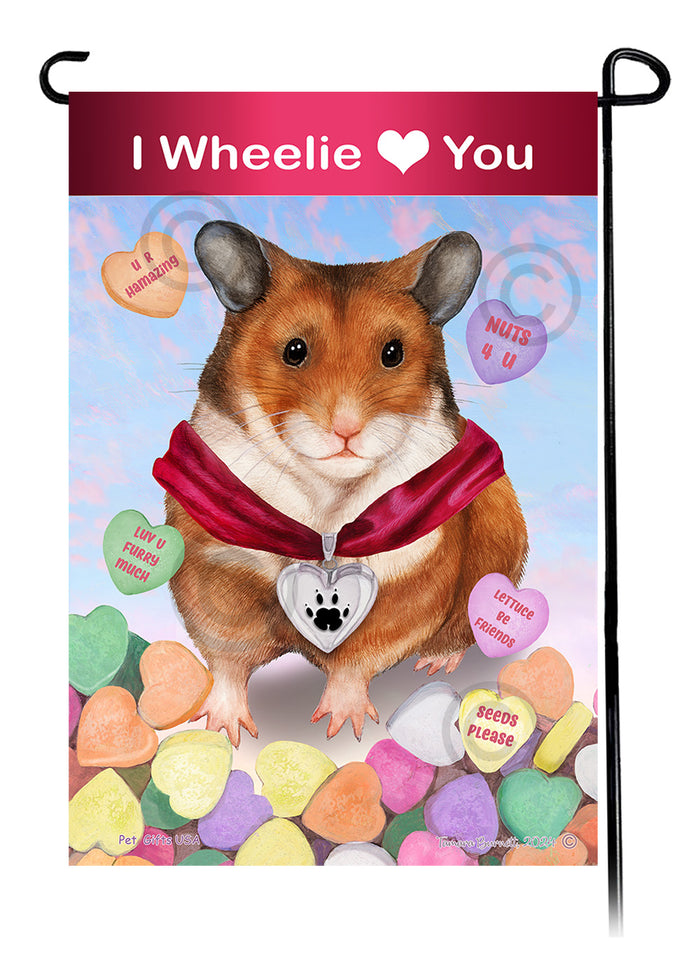 Golden Hamster Valentine Sweetheart Garden Flags