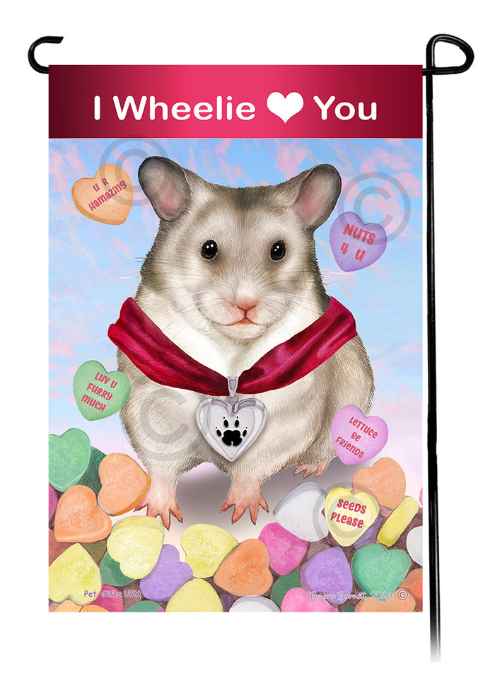 Silver Hamster Valentine Sweetheart Garden Flags