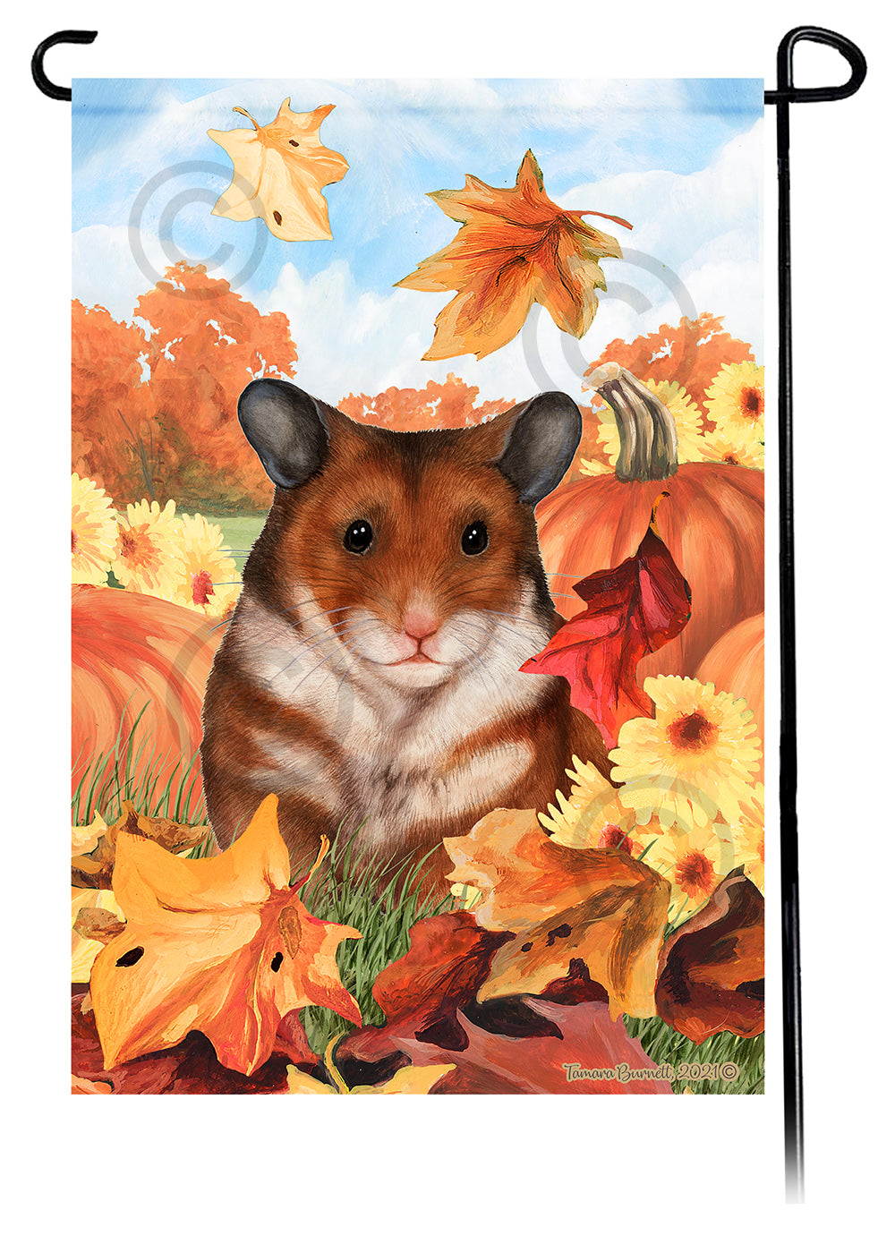Hamster Falling Leaves Garden Flags