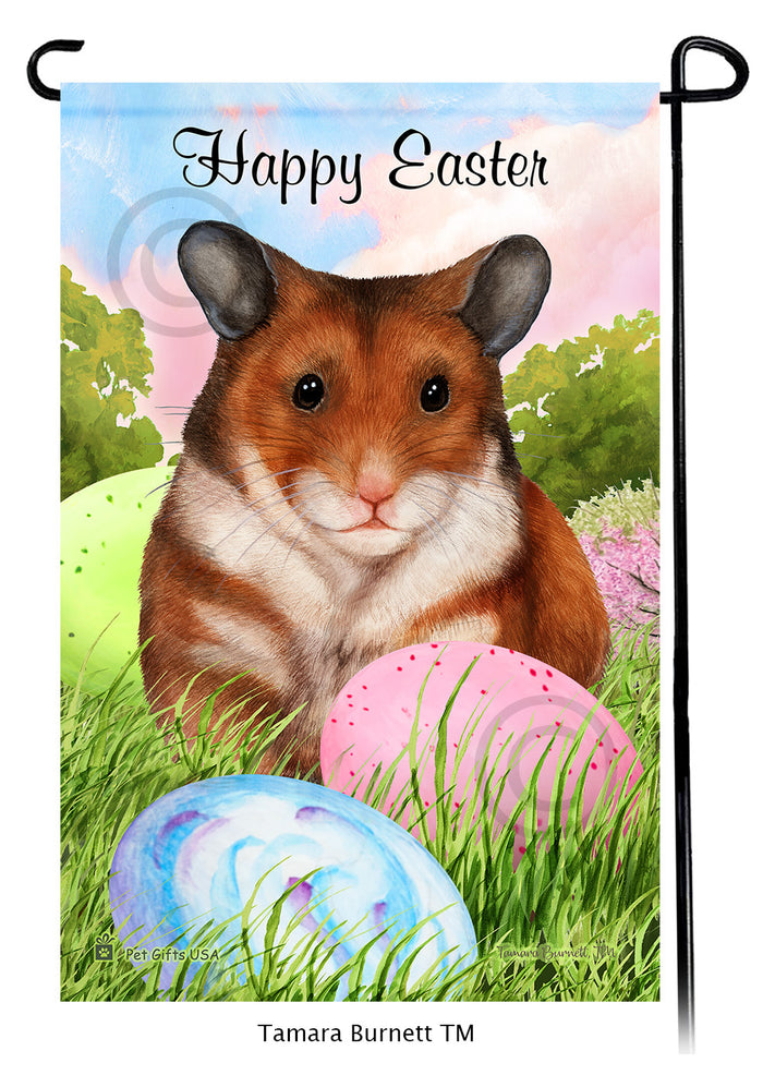 Golden Hamster Happy Easter Garden Flags