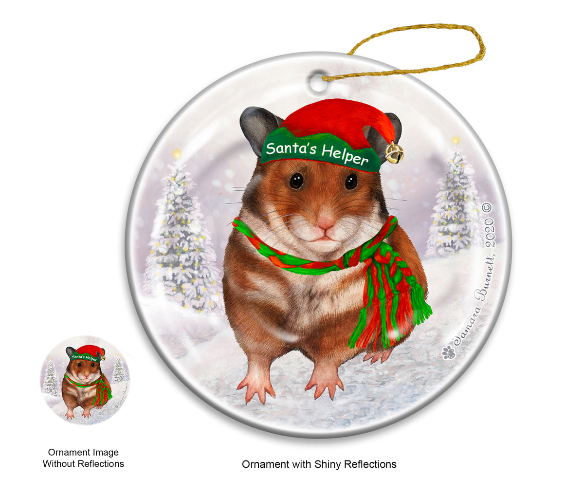 Hamster - Santa's Helper Ornament
