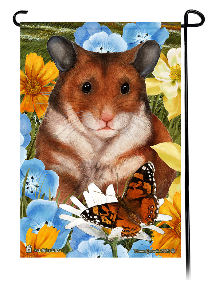 Hamster Summer Flowers Garden Flags