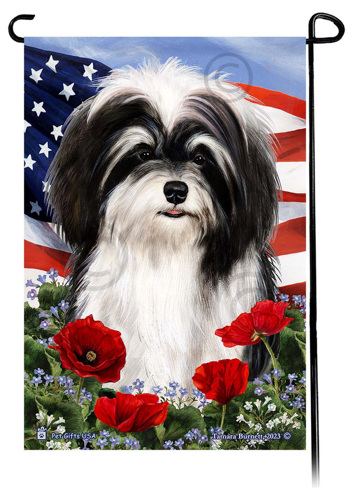 Havanese Patriotic Flowers Garden Flags