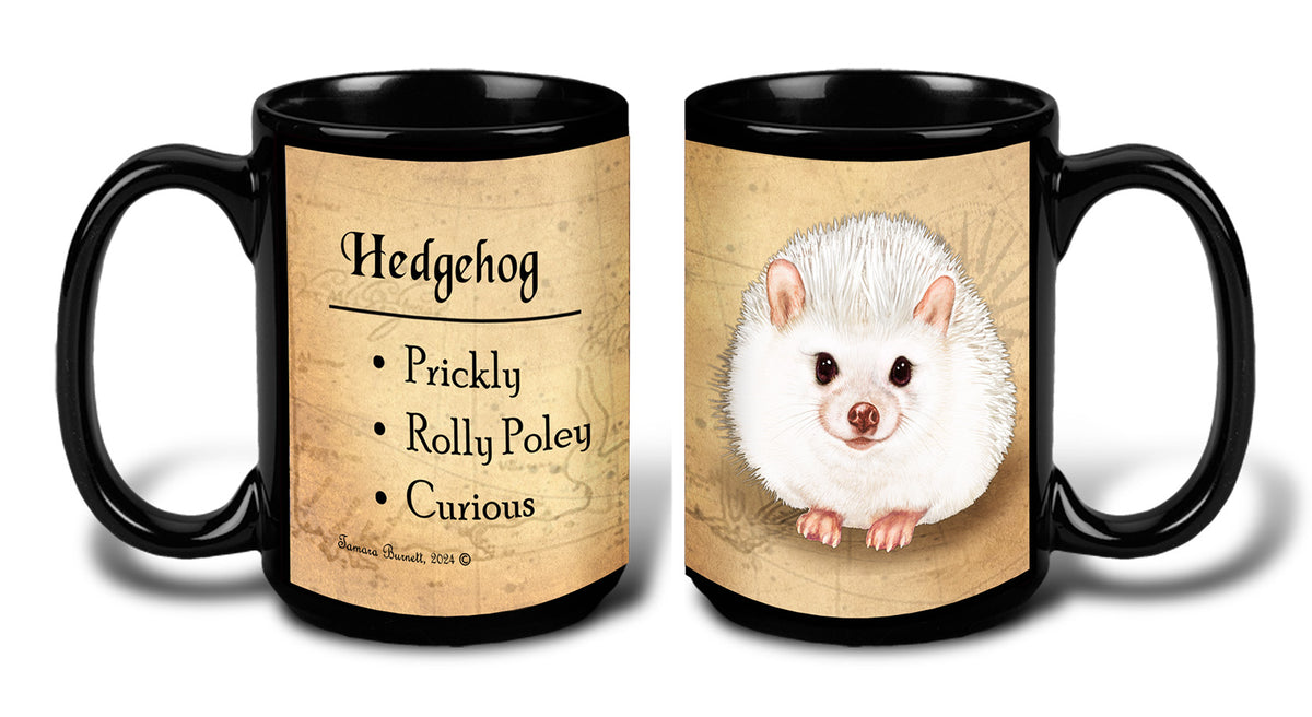 Hedgehog Black Eyed White - My Faithful Friends Mug 15 oz