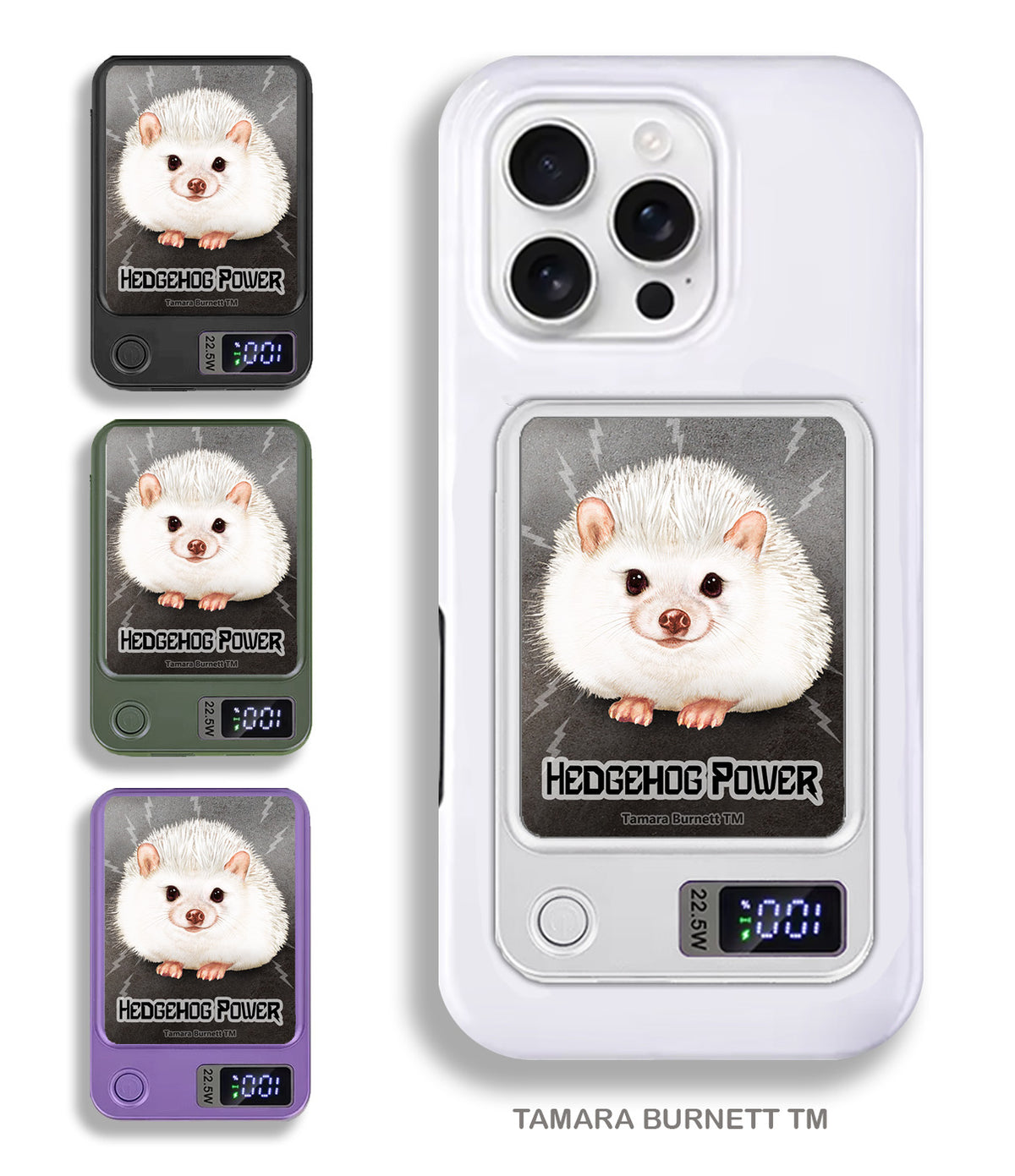 Hedgehog Black Eyed White (Leucistic) Phone Bank Wireless Charger