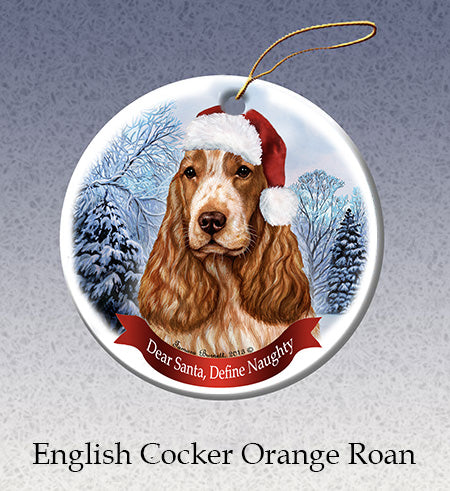 English Cocker Spaniel Orange Roan - Dear Santa, Define Naughty Christmas Ornament