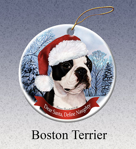 Boston Terrier - Dear Santa, Define Naughty Christmas Ornament