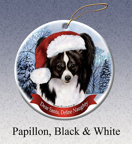 Papillon Black and White Ornament