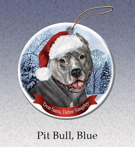 Pit Bull Cropped Blue Ornament