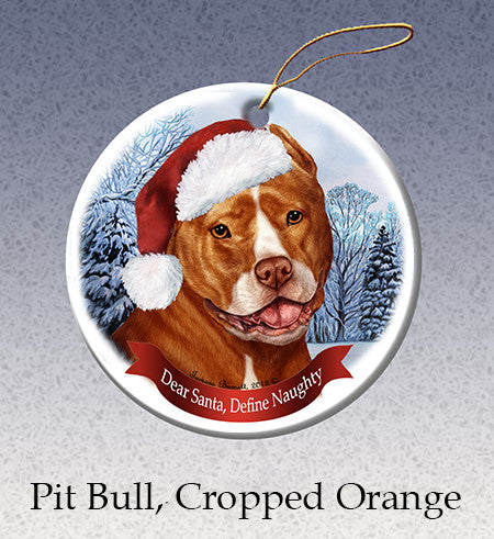 Pit Bull Cropped Orange and White Ornament