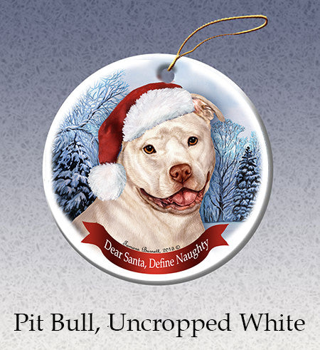 Pit Bull Uncropped White Ornament