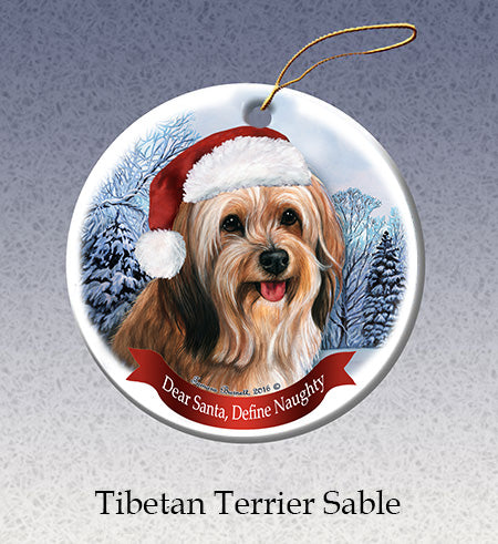 Tibetan Terrier Sable - Dear Santa, Define Naughty Christmas Ornament