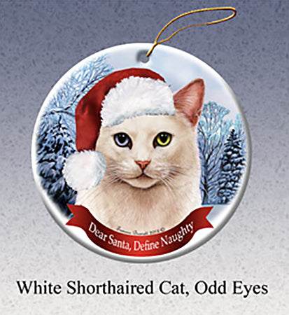 White Cat Odd Eyed Ornament