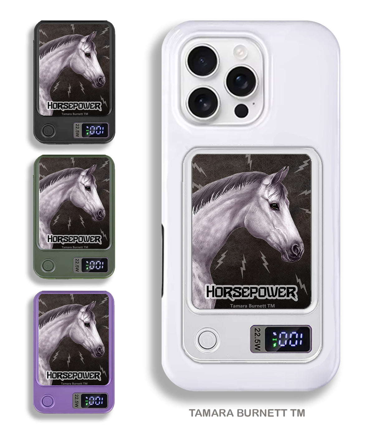 Dutch Warmblood Grey Short Mane Phone Bank Wireless Charger