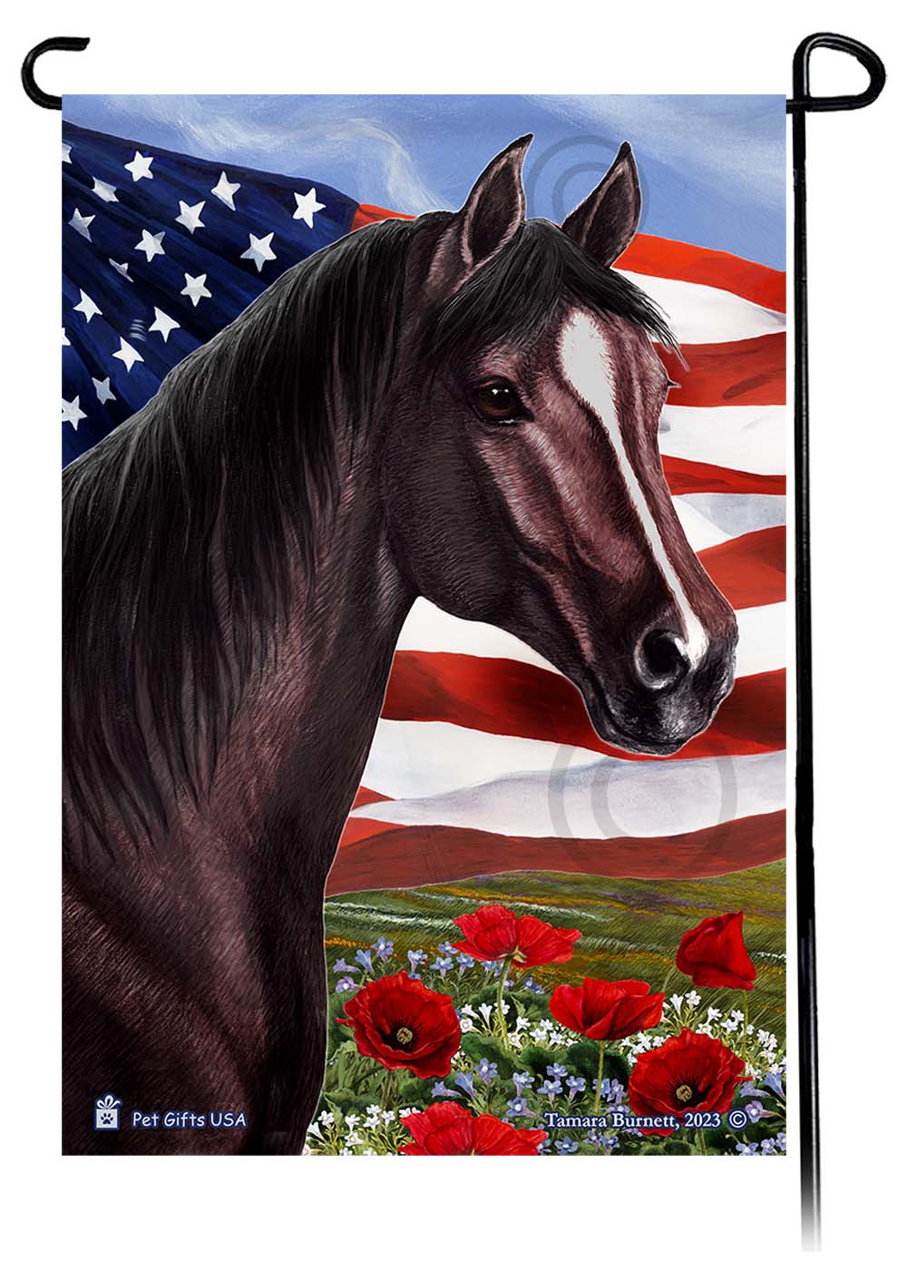 Appaloosa Horse Patriotic Flowers - Garden Flag