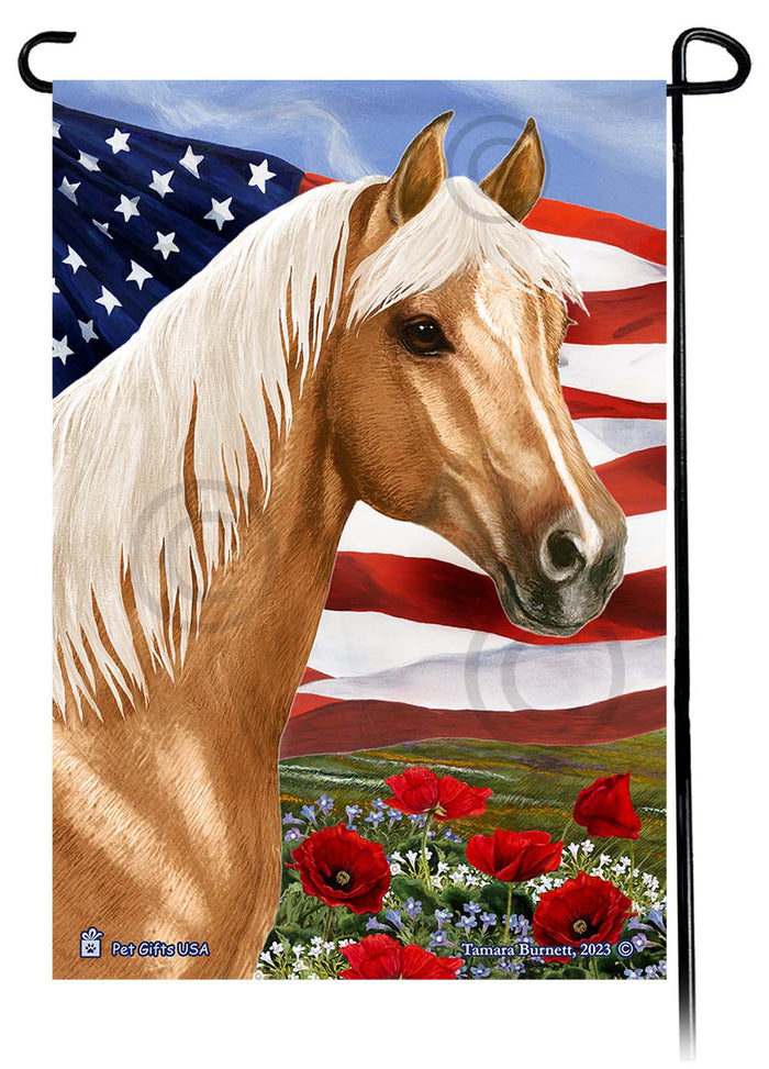 Palomino Horse Patriotic Flowers Garden Flags