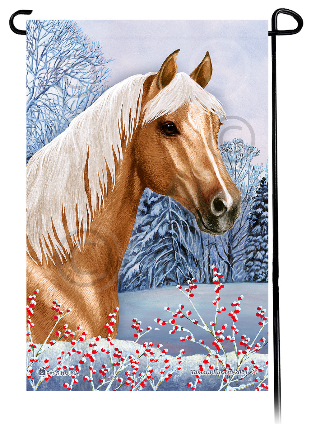 Palomino Horse Winterberries Garden Flags