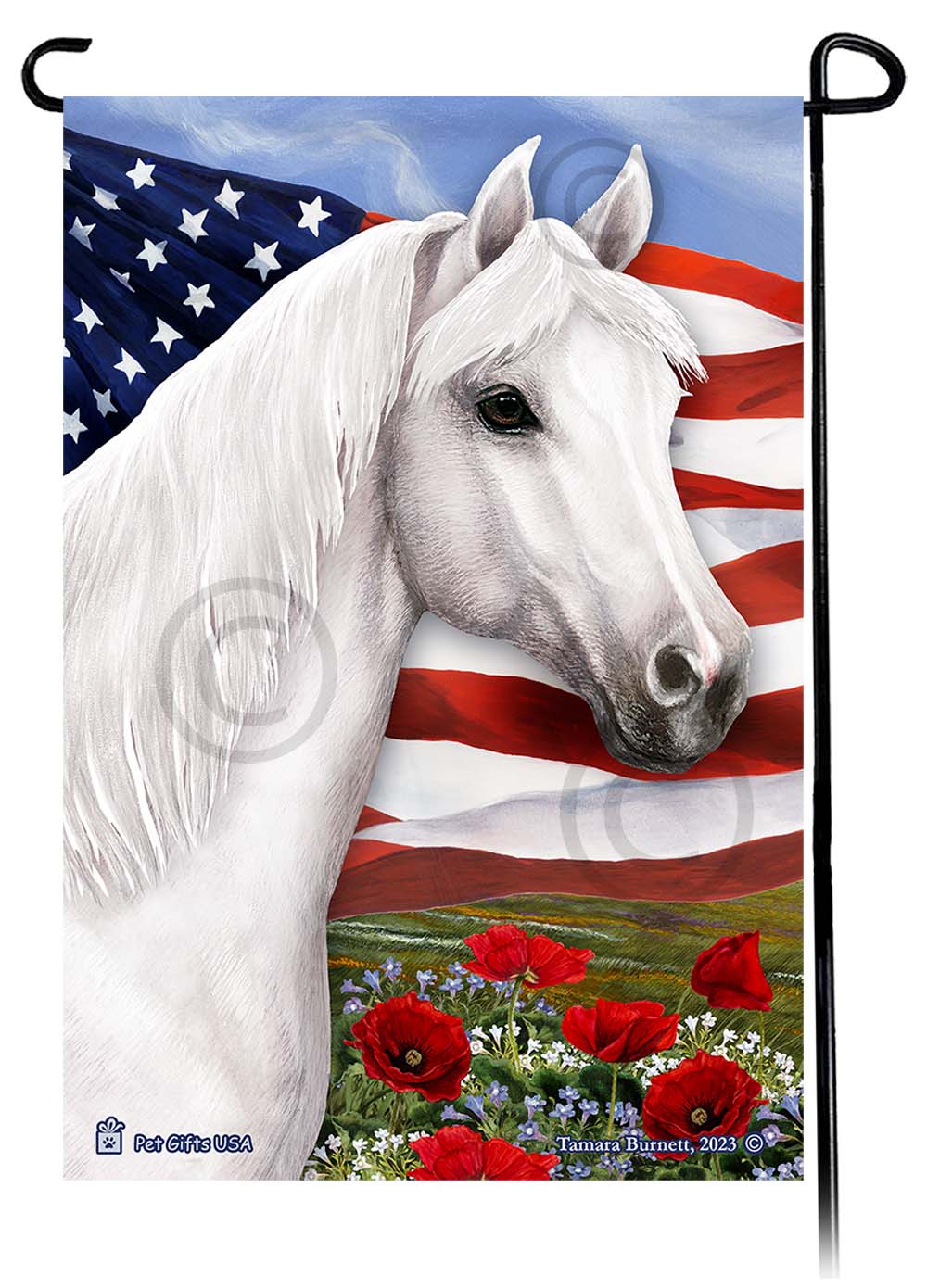 Appaloosa Horse Patriotic Flowers - Garden Flag