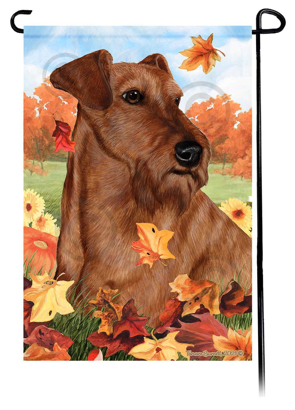 Irish Terrier Falling Leaves Garden Flags