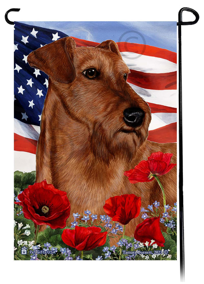 Irish Terrier Patriotic Flowers Garden Flags